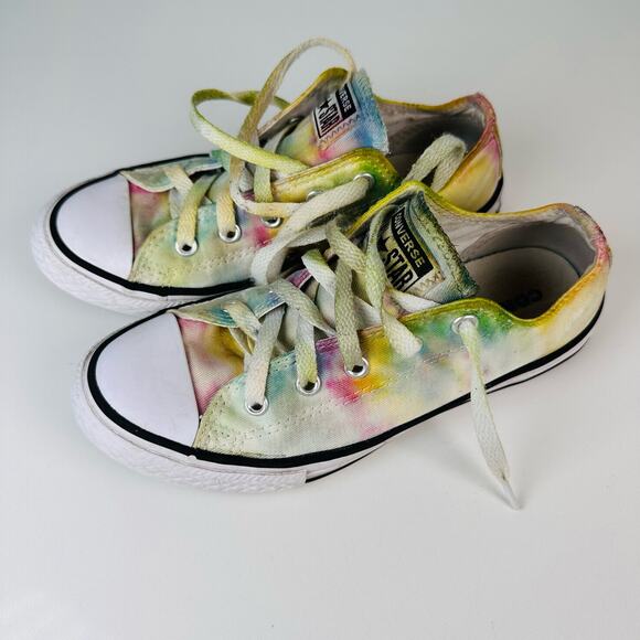 Converse All Star Chuck Taylor Youth Size 2 Multi Tie Dye Canvas Sneaker Shoes - Picture 2 of 8